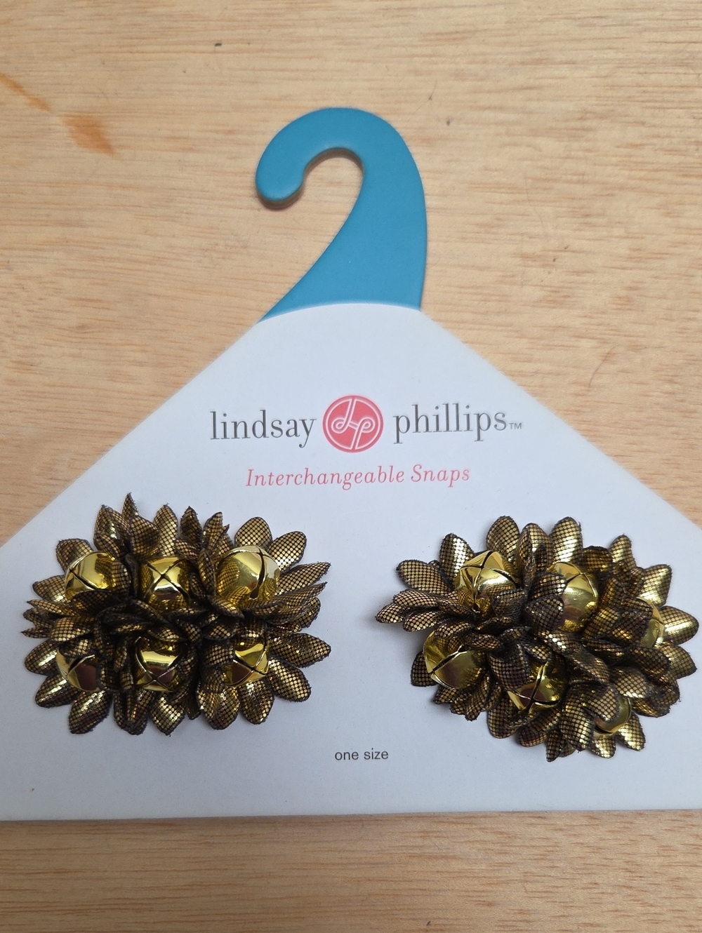lindsay phillips metallic gold Jingle Bell snap set